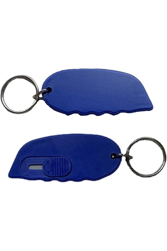 2pcs Mini Box Cutter Portable Mini Keychain Box Cutter with manual Retractable Blade Pocket Utility Knives Small Letter Opener for Opening Packages (Blue)