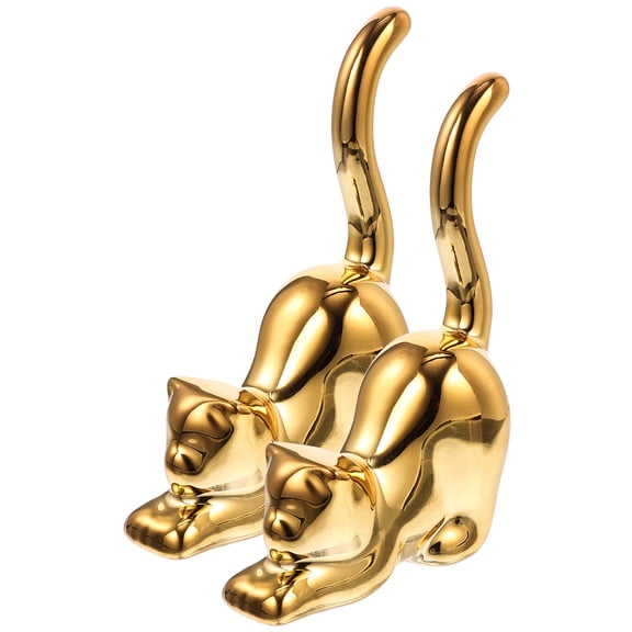 2pcs Mini Cats Decoration Ceramic Animal Statues Cat Sculptures Cute Home Decor