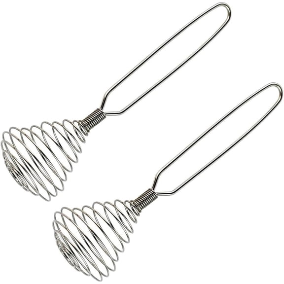 2pcs Mini French Spring Whisk, Silver Stainless Steel Spring Coil Whisk, Hand Eggbeater Egg Mixer Whisk Blender Stirring Beater