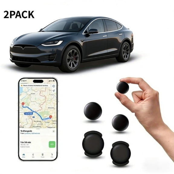 2pcs Mini GPS Tracker No Monthly Fee, Real-Time Locator for Trucks SUVs Vehicles, iOS Compatible, Easy Install, Battery-Free & Durable for Driving Safety
