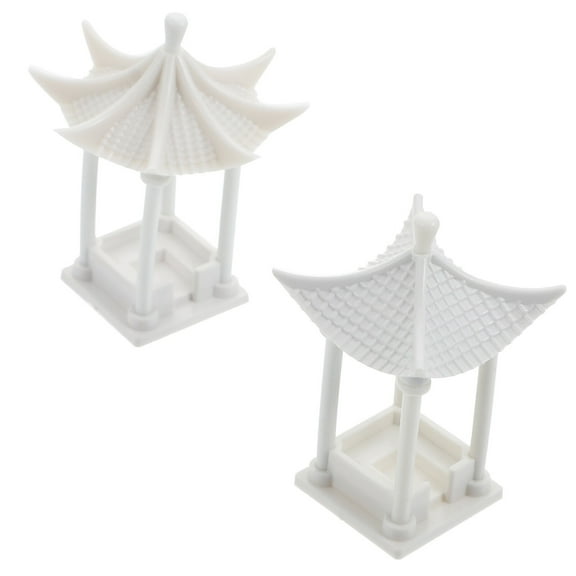2pcs Mini Garden Decor Scenery Landscape Pavilion Models DIY Building Materials