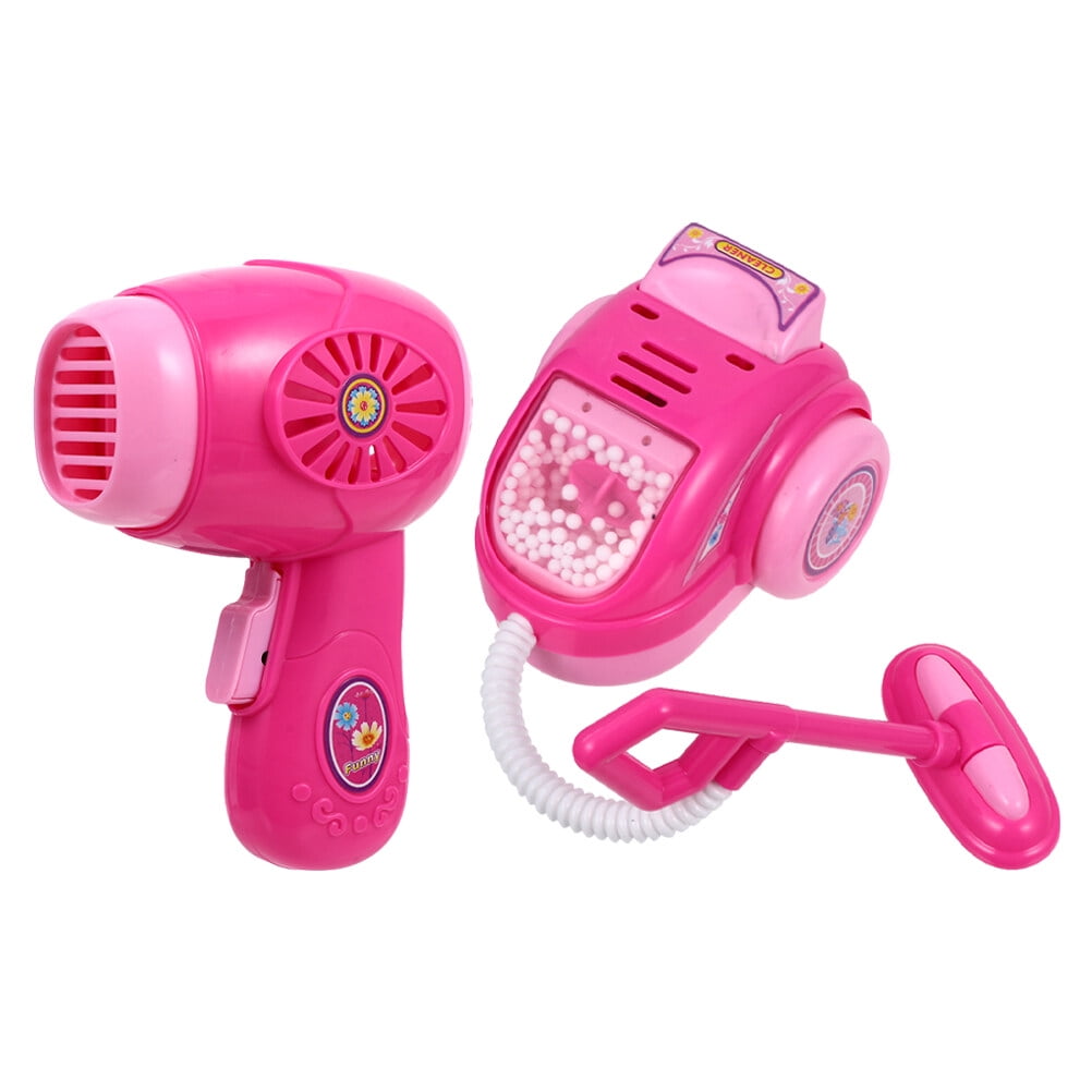 2pcs Mini Hair Dryer Vacuum Cleaner Model Funny Home Appliance Toy for Kids