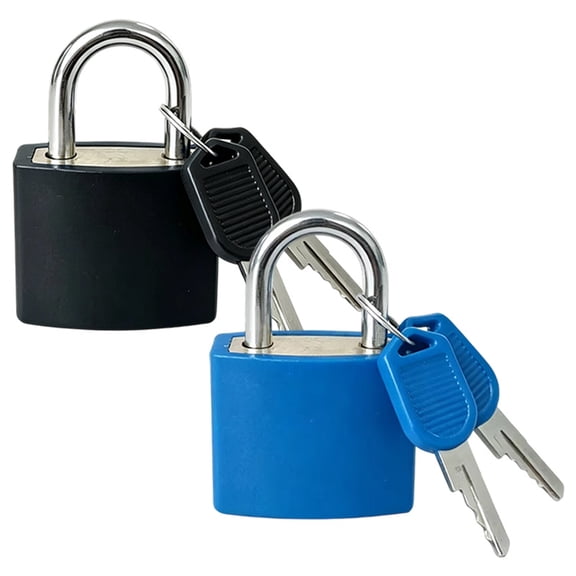 2pcs Mini Padlocks with Keys - 23mm Compact Luggage Locks, Blue & Black - Ideal for Backpacks, Suitcases, Travel Bags, Cabinets & Toolboxes
