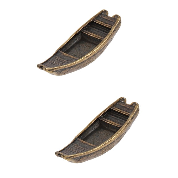 2pcs Miniature Copper Boat Figurine Mini Boat Model Rockery Bonsai Chinese Boat