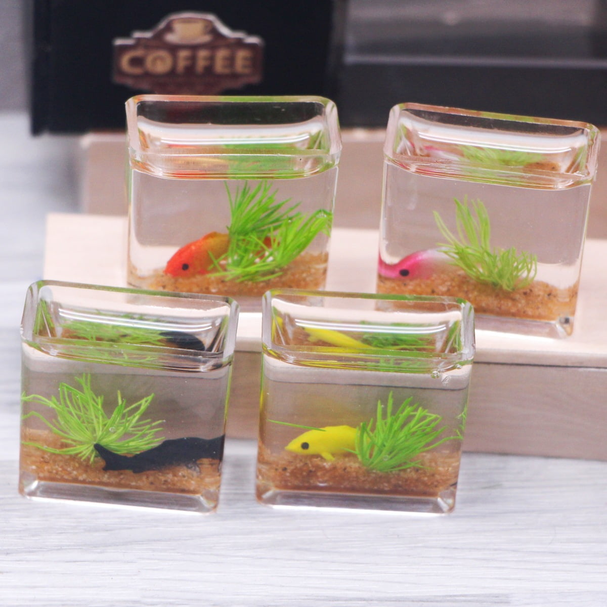2pcs Miniature Fish Tank Set 1:12 Scale Tiny Aquarium Bowls for ...
