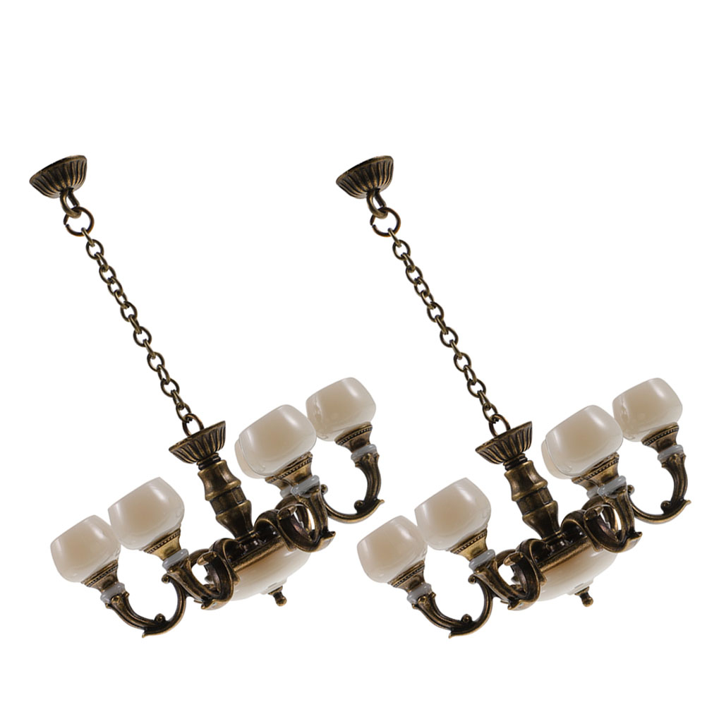Melody Jane 1:12 Scale Dollhouse Hanging Ceiling Light – Black Gas Lamp Style With White Shade (12V)