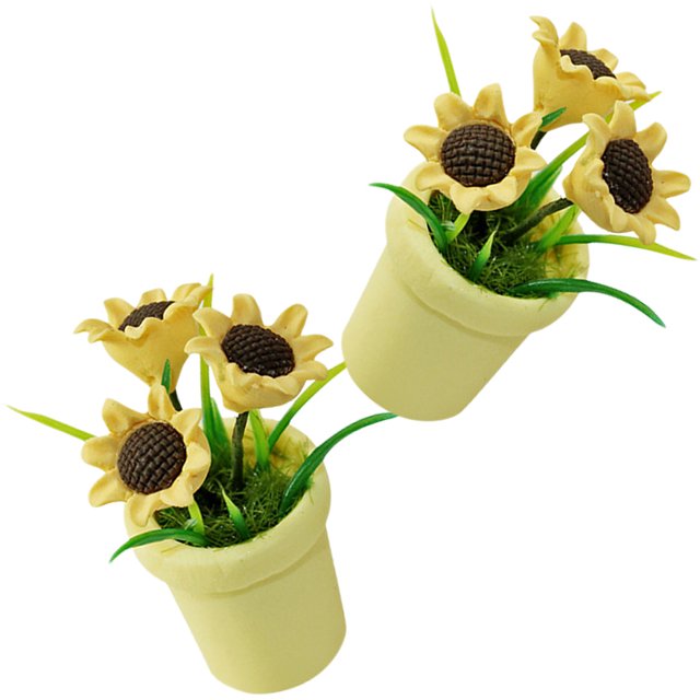2pcs Miniature Potted Plants Artificial Miniature Decorations Mini