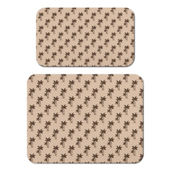 2pcs Minimalist Boho Coffee Station Mats - Non-Slip Absorbent Counter Protector with Tropical Palm Trees Design, 18x24in