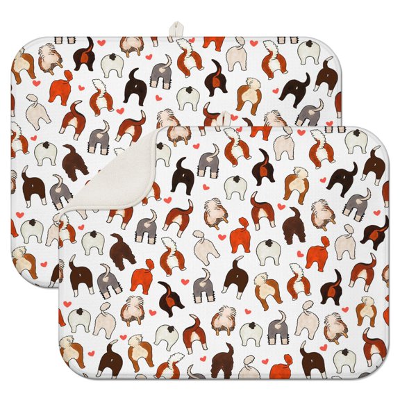 2pcs Minimalist Cat Graphic Drying Mat - Absorbent Microfiber Kitchen Pad, Abstract Cat Print, Foldable & Heat Resistant, Cat Lover Gift