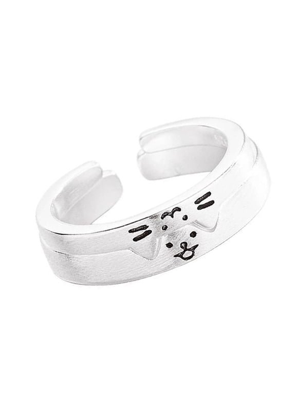 2pcs Minimalist Cats and Dog Themed Ring Statement Lover Rings for Everyday Wear