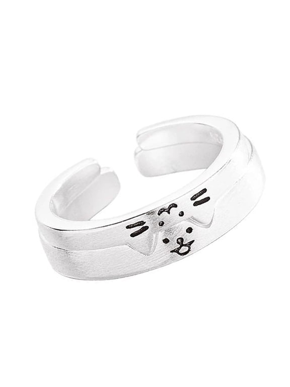 2pcs Minimalist Cats and Dog Themed Rings Statement Lover Rings Cartoon Styles Jewelry Accessories for Everyday Wear
