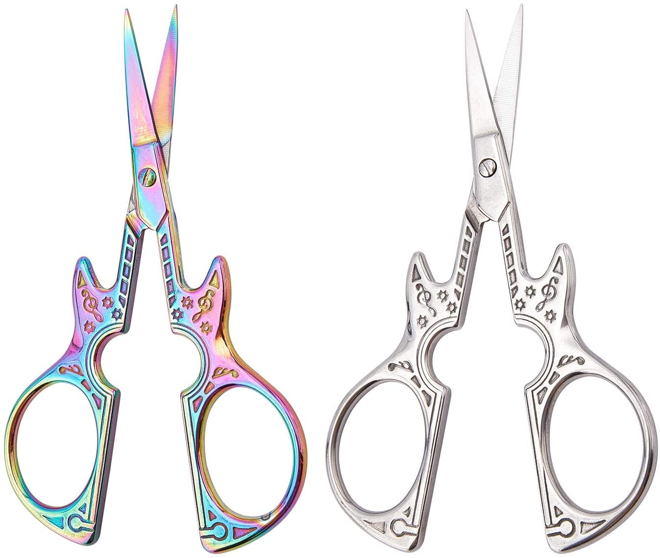 OdontoMed2011 Embroidery Scissors Set – 5 Pcs Titanium Rainbow Stainless Steel, Sharp Tip For Sewing & Crafting