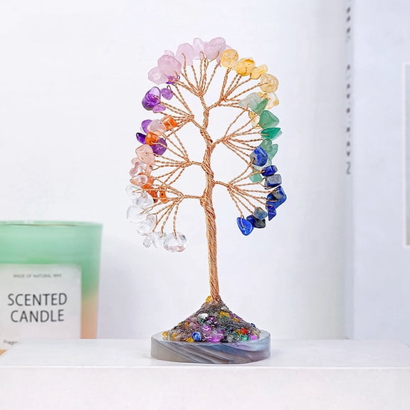 2pcs Mixed Stone Tree of Life Display Decorations Figurine Home Decoration Reiki Stone for 120~130mm