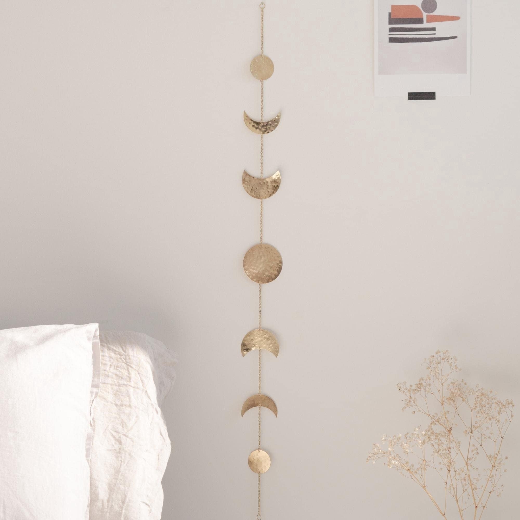 2pcs Moon Phase Wall Decor, Gold Wall Art for Bedroom, Bohemian and ...