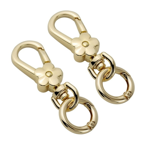 2pcs Morden Metal flower-shaped Swivel Buckles Key Ring Clip Lobster Clasps Trigger Snap Hook Pet Chain Connection Buckle DIY crafts(Gold)