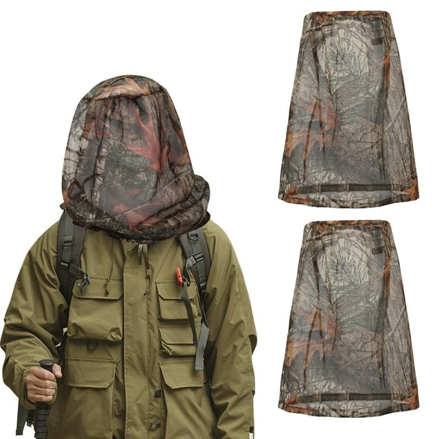 2pcs Mosquito Head Nets, TSV Camouflage Gnat Face Mesh Insect Netting Protection from No-See-Um, Midges and Gnats