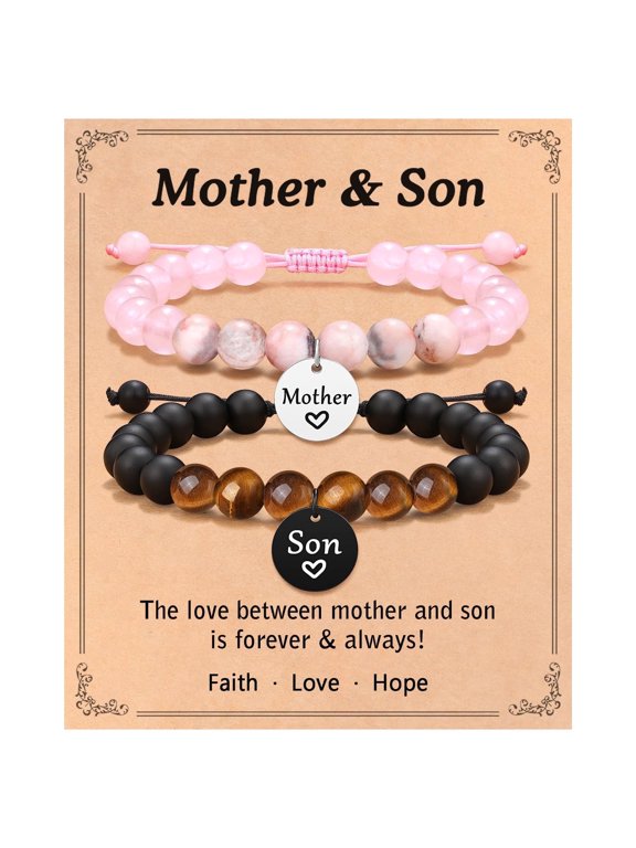 2pcs Mother Son Heart Matching Bracelet Set - Graduation/Mother's Day/Birthday Gift
