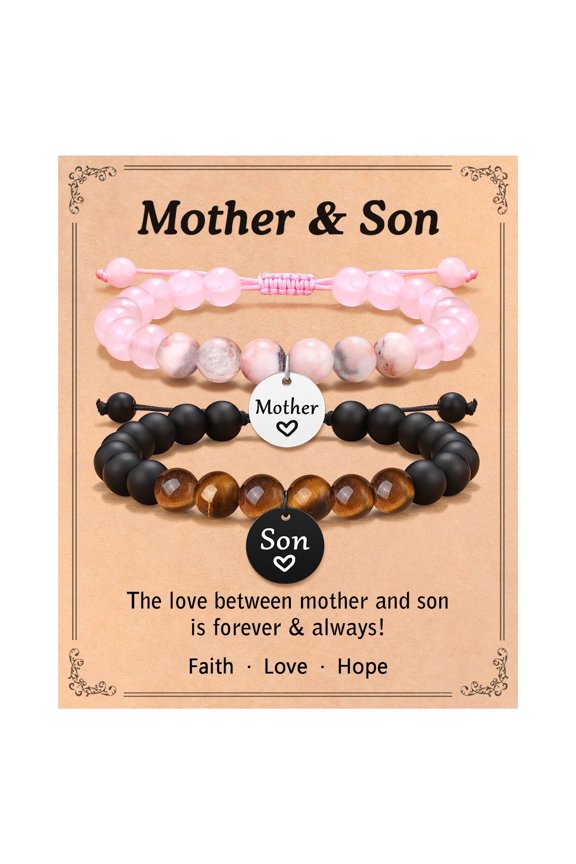 2pcs Mother Son Heart Matching Bracelet Set - Graduation/Mother's Day/Birthday Gift