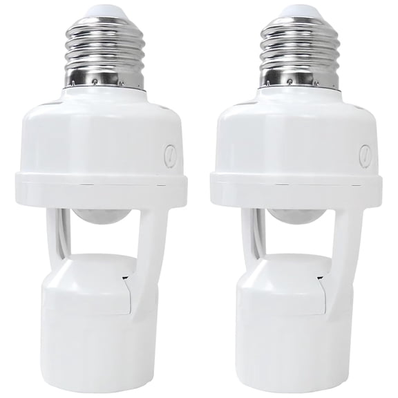 2pcs Motion Sensor Light Socket, E26/E27 Screw in Light Bulb Adapter for Motion Detection Control, Adjustable Brightness and Lighting Duration, 60w Light Socket,General New Replacement