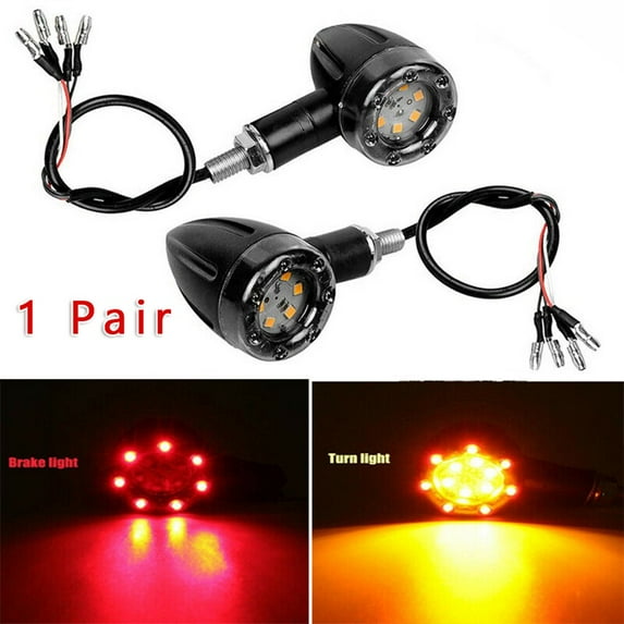 2pcs Motorcycle LED Brake Lamp Running Turn Signal Tail Light For Bobber Cafe