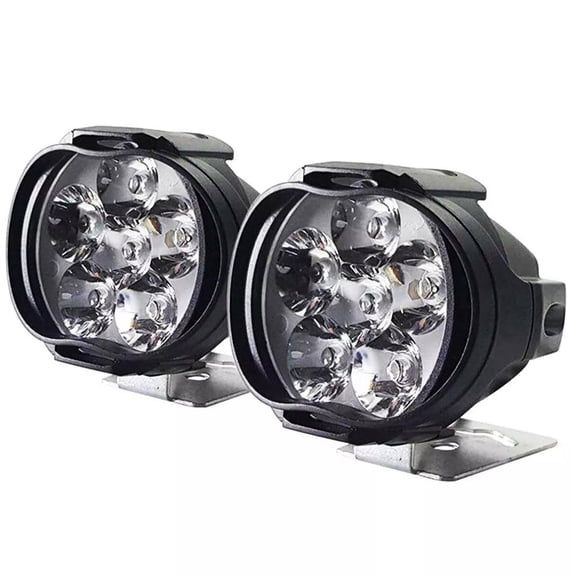 2pcs Motorcycle LED Headlights 18W 7500K 1800LM Auxiliary Fog Lights for Electric Vehicles, Scooters - Black Aluminum Shell