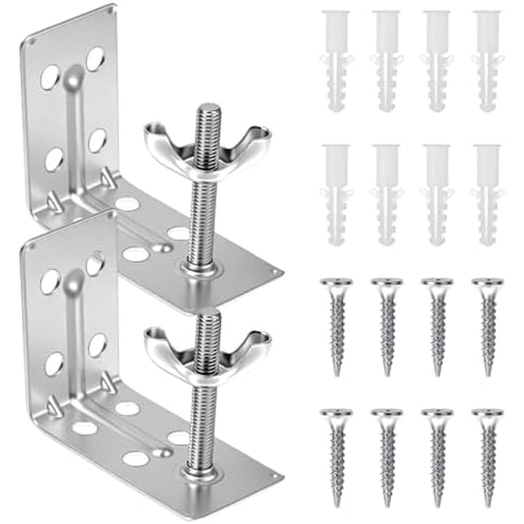 2pcs Mounting L Bracket and wingnut for Woven Wood or Bamboo Shade, Heavy Duty Angle Brackets Universal Metal L Shade Brackets for Inside, Ceiling or Wall Mount Roman Fold Shades