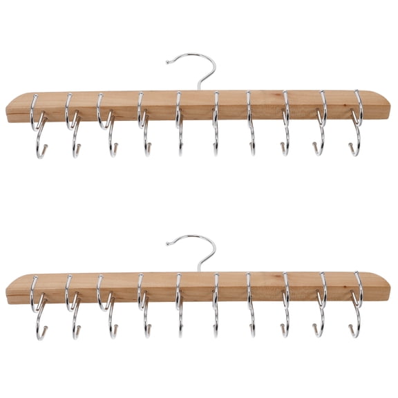 2pcs Multi Hook Coat Rack Wood Hanger With Hooks Clothes Hanger Wood Space Saving Hanger Organizer Space Saver For Closet Storage Khaki