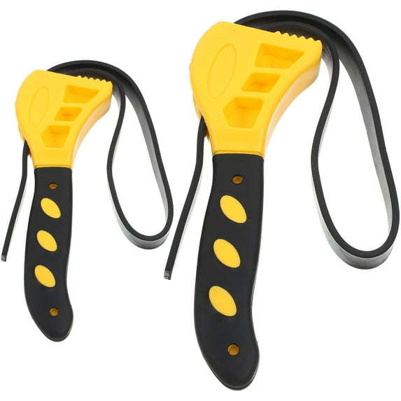 FONDOTIN 2-Pack Yellow Adjustable Oil Filter Strap Wrench Set for Plumbing and Automotive Use