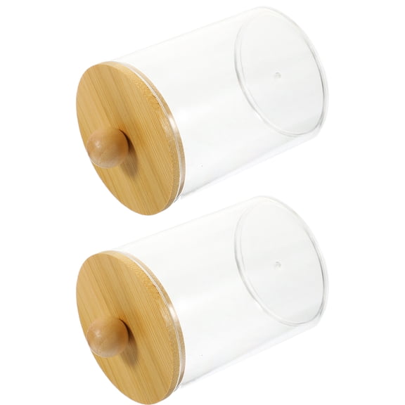 2pcs Multi-functional Cotton Swab Storage Holder Toothpick Holder Clear Acrylic Makeup Pad Box With Lid