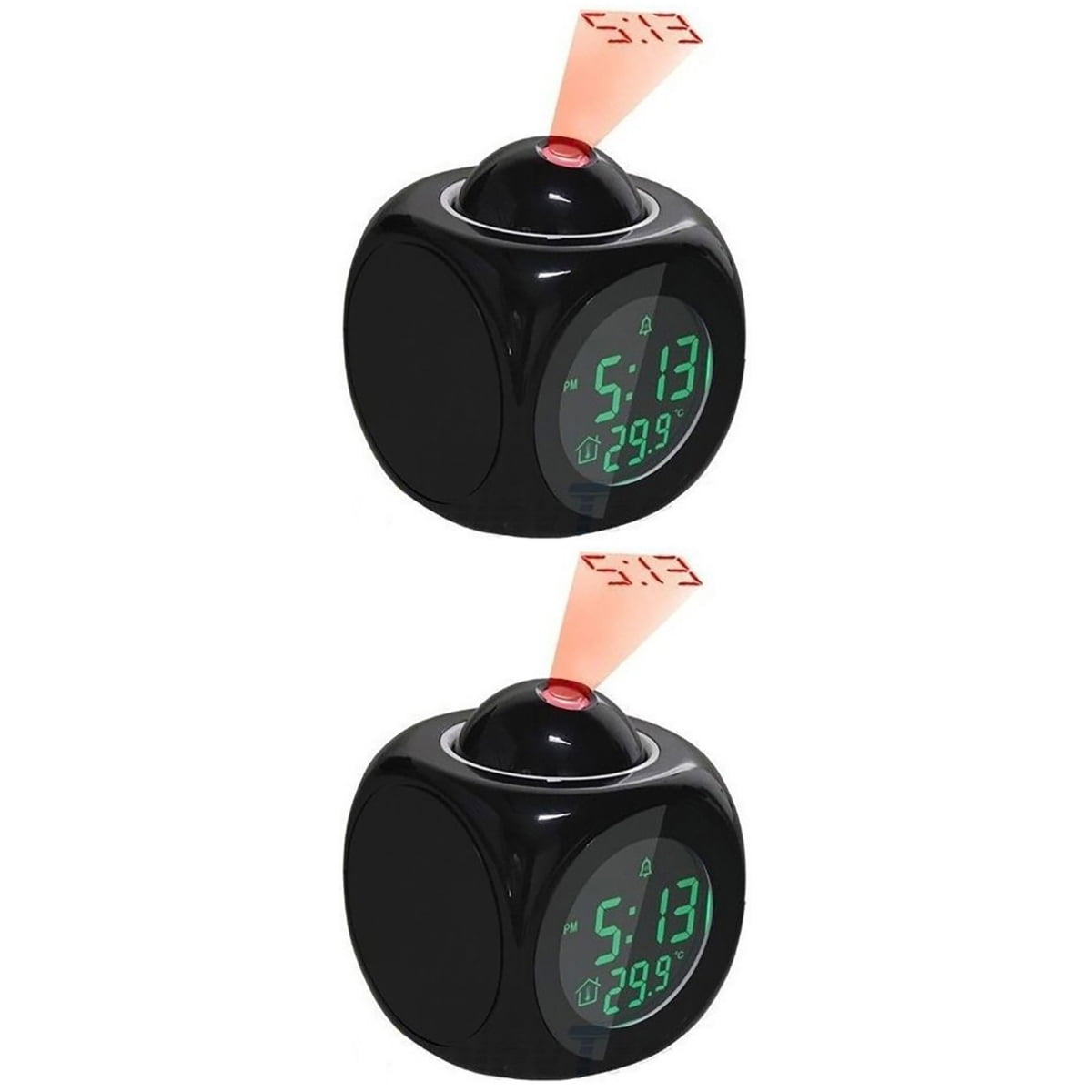 2pcs Multifunctional Projection Alarm Clock with LED Voice Talking