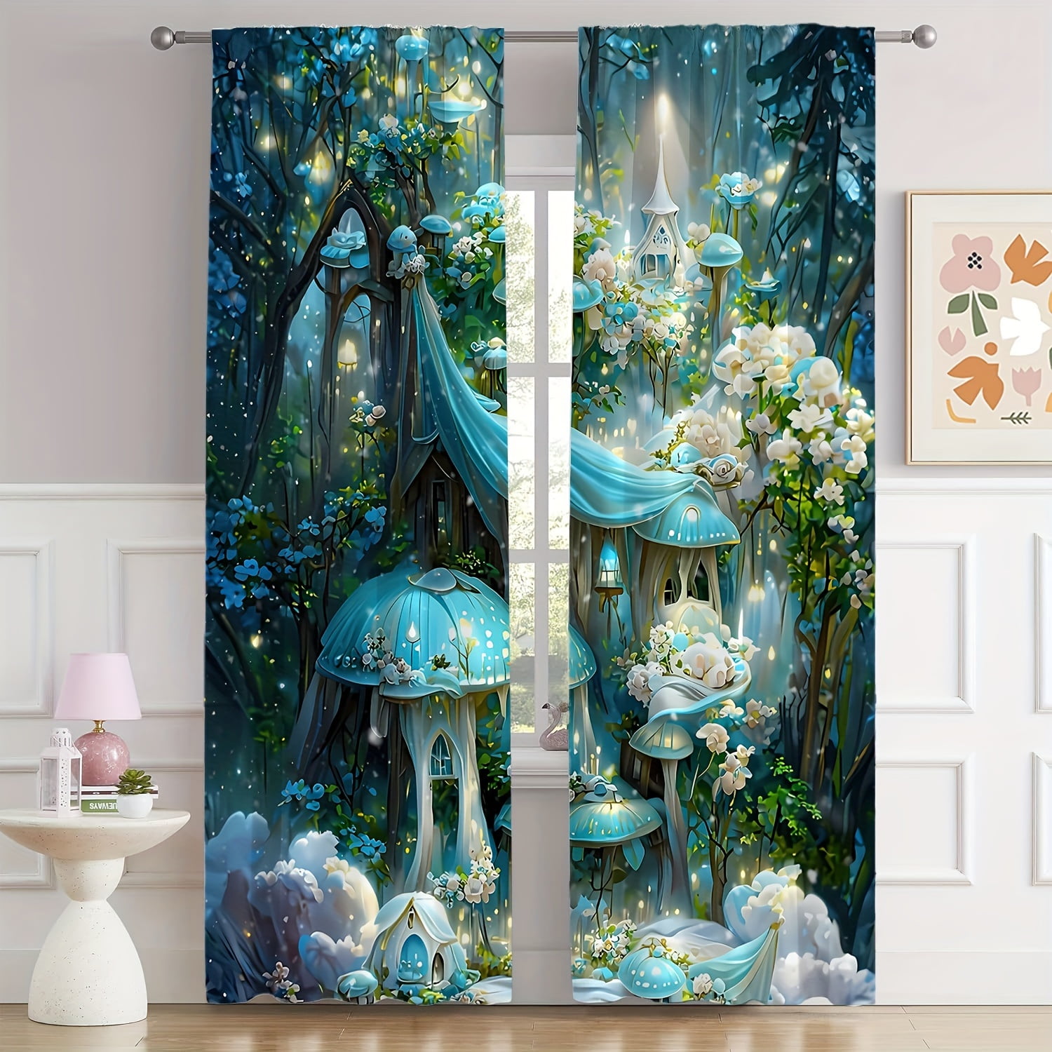 3D Mushroom Swing 67 Curtains Drapes
