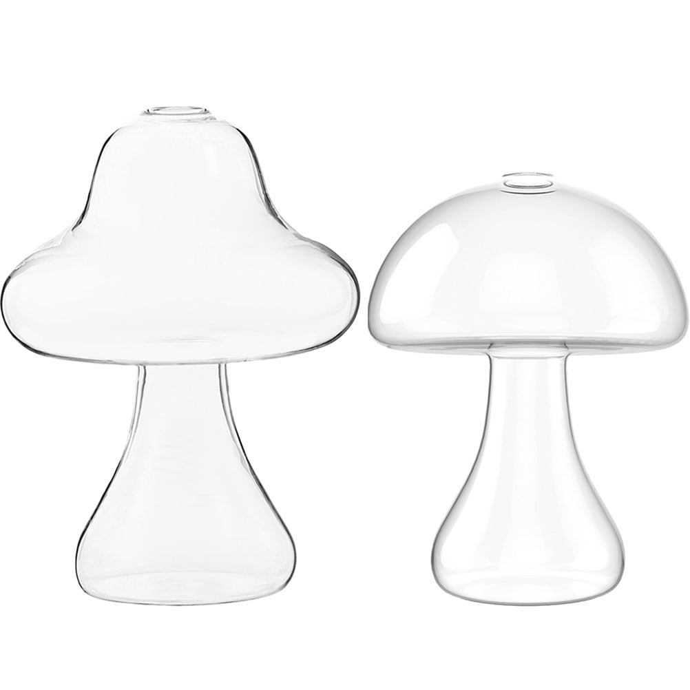 2pcs Mushroom Shaped Glass Vase Planters Glass Terrarium Hydroponics