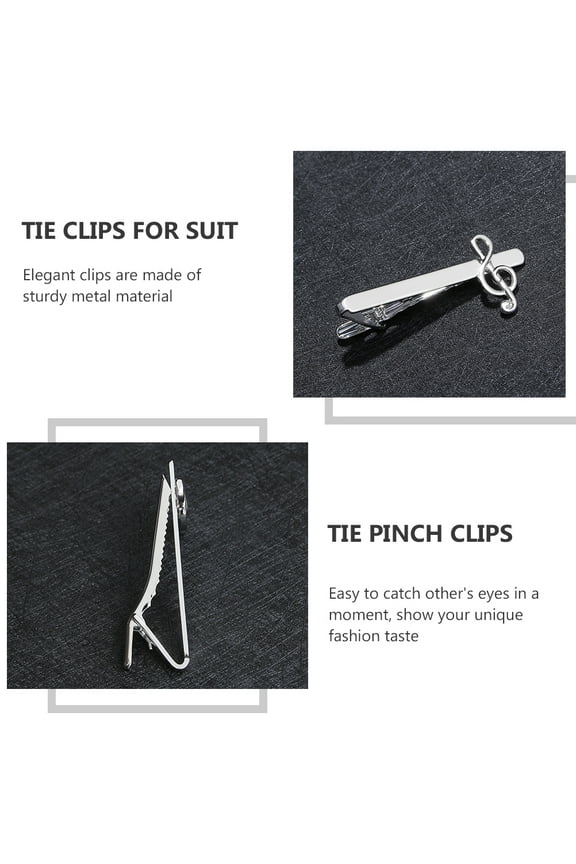 2pcs Musical Note Tie Clips Suit Tie Pinch Clips Tie Clasps Tie Bars for Men