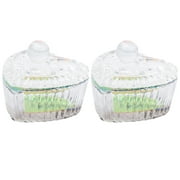 2pcs Nail Art Glass Crystal Cup Mini Octagon Glass Small Crystal Glass Tiny Cup with Lid for Nail Salon (Heart Shape)