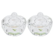 2pcs Nail Art Glass Crystal Cup Mini Octagon Glass Small Crystal Glass Tiny Cup with Lid for Nail Salon (Octagon)