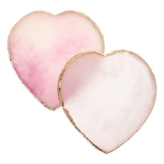 2pcs Nail Art Palette: Nail Accessories Mixing Plate - Resin Heart Shape Palettes with Golden Edge - Mixing Plate for Manicure Cosmetic Lipsticks