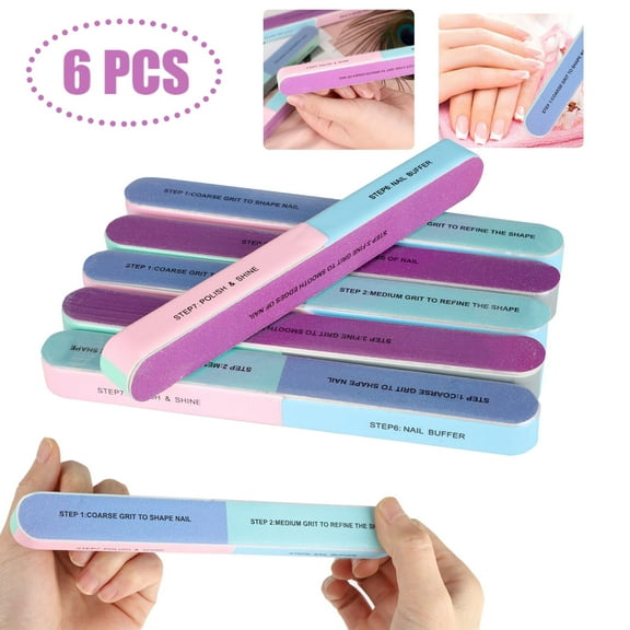 2pcs Nail Files and Buffer Blocks, Professional 4 Ways Colorful Nail Art Shiner Polisher and Buffing Sanding Files