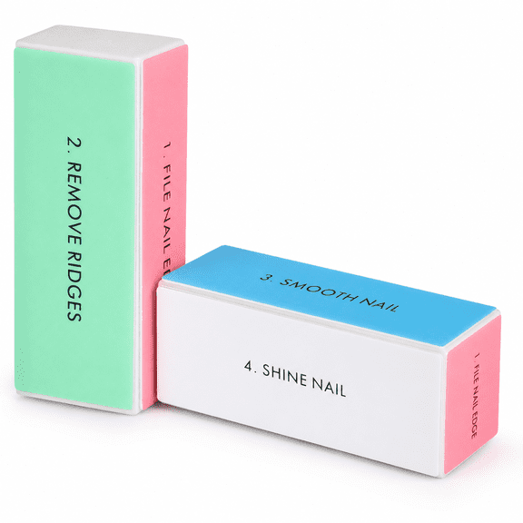 2pcs Nail Files and Buffer Blocks,Professional 4 Ways Colorful Nail Art Shiner Polisher and Buffing Sanding Files