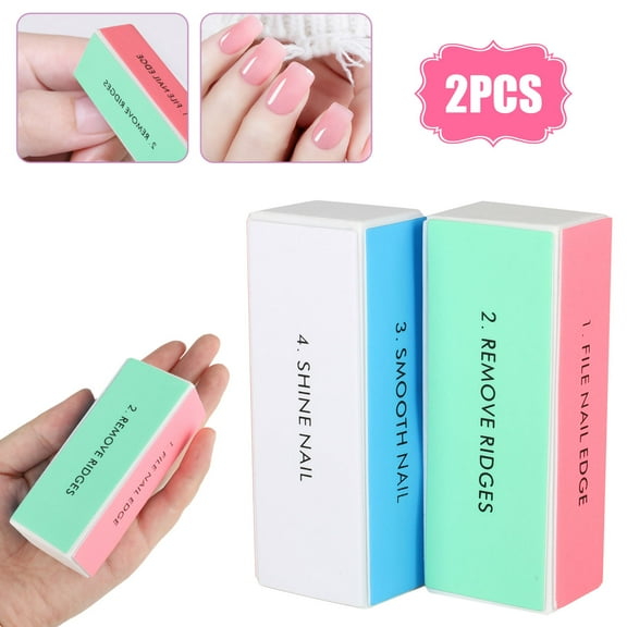 2pcs Nail Files and Buffer Blocks, TSV Professional 4 Ways Colorful Nail Art Shiner Polisher and Buffing Sanding Files