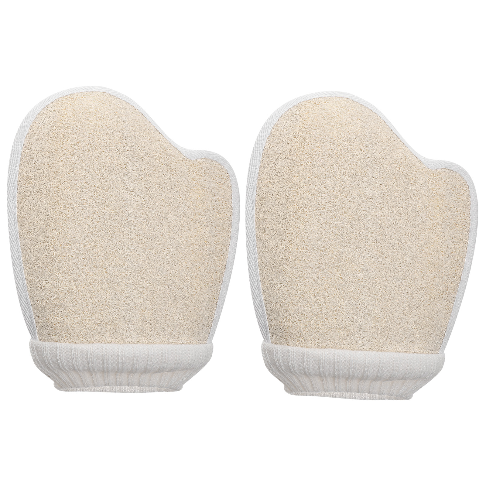 2pcs Natural Loofah Bath Glove Thumb Body Cleaning Gloves Bath Shower