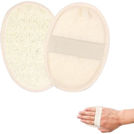 2pcs Natural Loofah Sponge Exfoliating Body Scrubber,Eco-Friendly & Biodegradable Bath Loofa Pads,Exfoliating Loofah Sponge,hower Body Exfoliator Scrubbing Pads for Women and Men,Shower(Beige)
