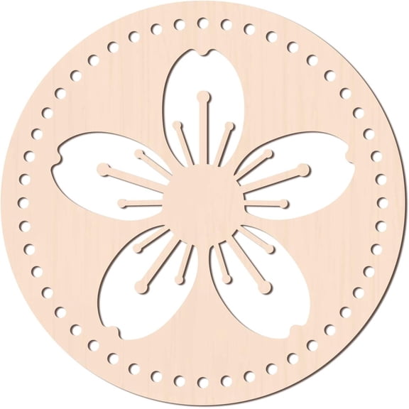 2pcs Natural Wooden Basket Bottom 7.8 Inch Sakura Circle Bag Weaving Board Blank Hollow Crochet Basket Wood Base for DIY Knitting Bag Bottom Shaper Burlywood Making DIY