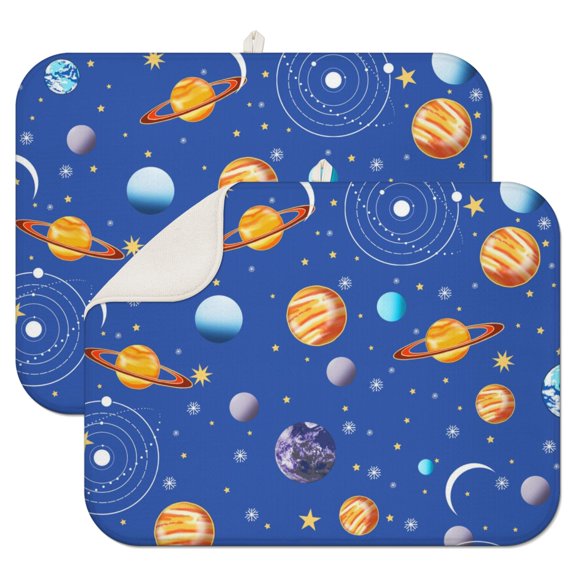 2pcs Nebula Cosmic Drying Mat Multi-Functional Heat Resistant Microfiber Pad for Dishes Countertop Protection