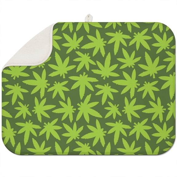 2pcs Neon Marijuana Leaf Glow in the Dark Drying Mat, Super Absorbent Microfiber Pad, Grunge Hemp Leaf Style
