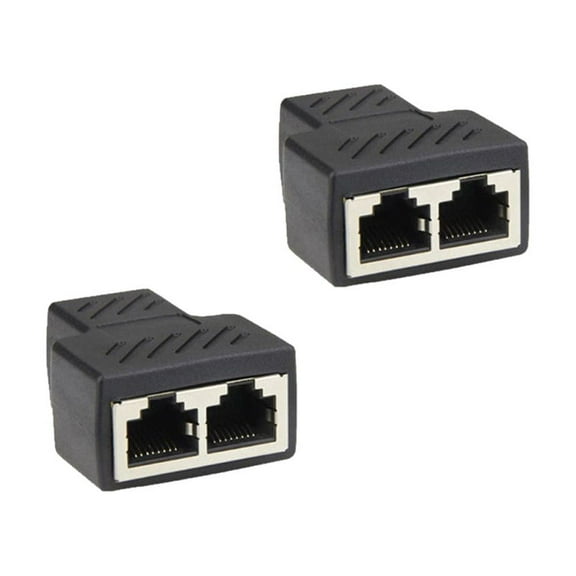 2-Pack Black Network Cable Splitter Connectors for Home Use, Ethernet Connector Adapter for Network Connections