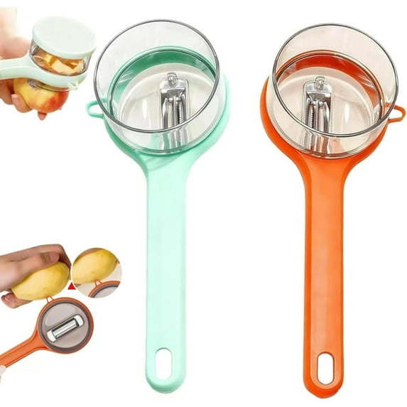2pcs New with Box Storage Kitchen Special Fruitpeeler, Peeler with Container, Peelers for Home Kitchen Fruit Peeling Supplies, Sided Stainless Steel Blade