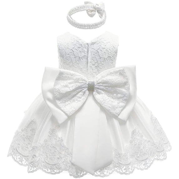 2pcs Newborn Baby Girl Dress Lace Princess Tutu Dress Birthday Holiday Party Dress + Headband Outfits 0-24M