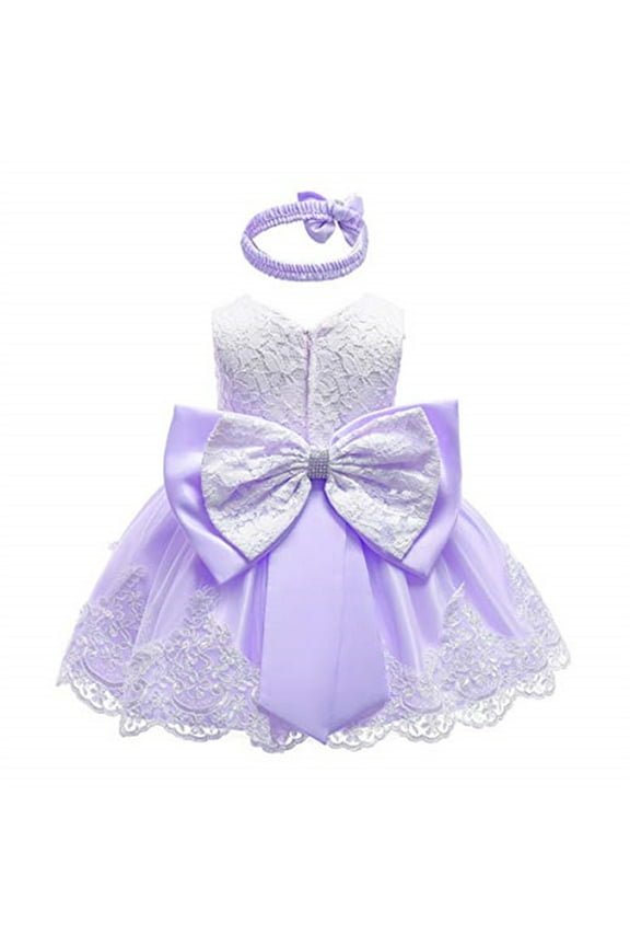 2pcs Newborn Baby Girl Dress Lace Princess Tutu Dress Birthday Holiday Party Dress + Headband Outfits 0-24M