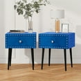thumbnail image 1 of 2pcs Nightstand With 1 Drawer, Modern Velvet Night Stand With Rivet, 17.7 Inch Bedside Table Cabinet, End Table Dresser For Bedroom Living Room, 1 of 9