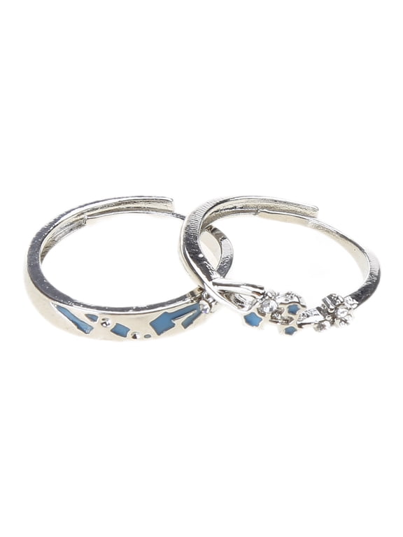 2pcs Nighttime Illuminated Rings Falling Star Rings for Couple Adjustable Finger Rings Elegant Accessory for Women Mens
